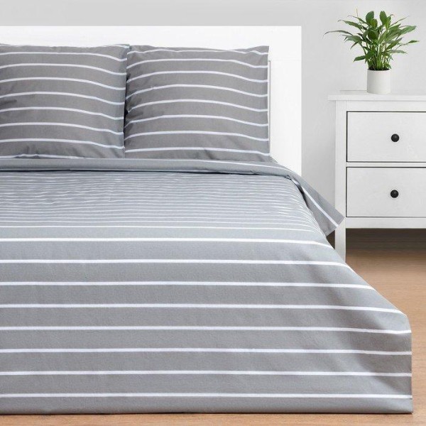 Постельное бельё Этель Дуэт Gray stripes 143х215см-2шт,220х240см,70х70см-2шт, 100% хлопок, поплин