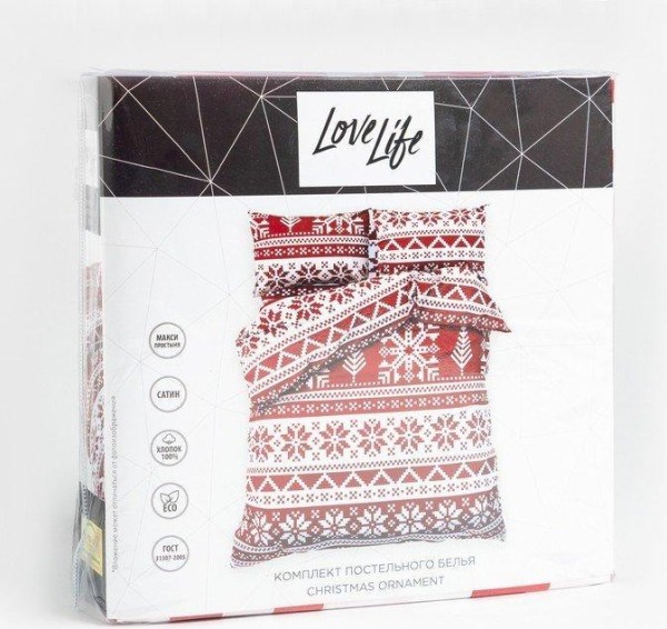 Постельное белье LoveLife 1,5сп Christmas ornament 143*215см,150*225см,50*70см-2шт